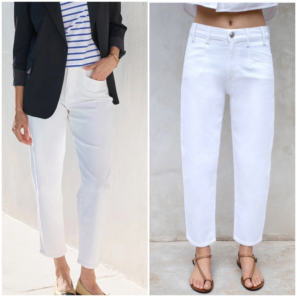 AYR Womens Size 25x27 The Beat Tofu/Off White Barrel Leg Cropped Ankle Jeans